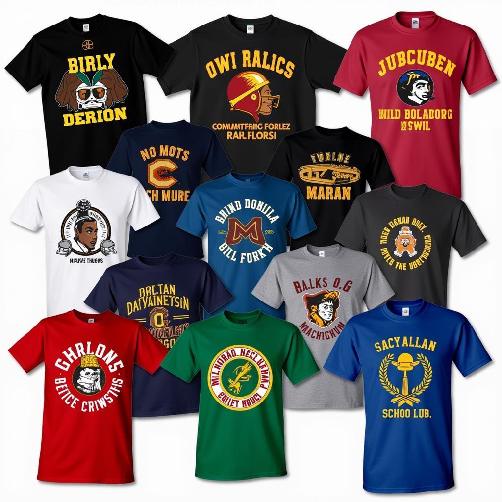 Showcase of various HBCU t-shirt designs