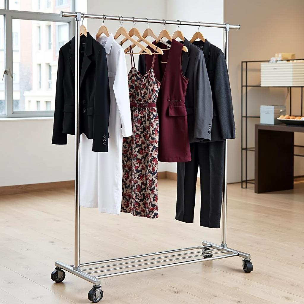 Heavy-Duty 4-Way Clothing Rack with Lockable Casters