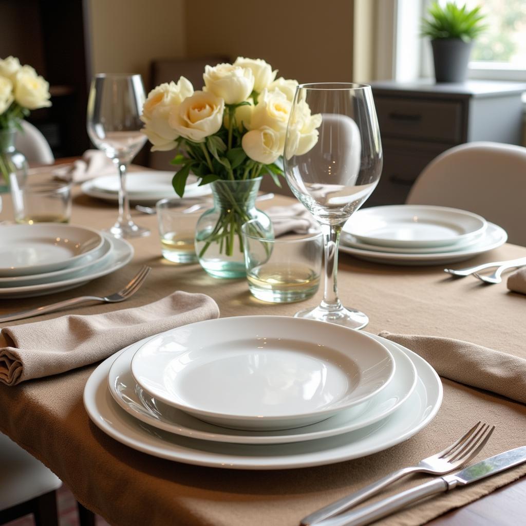 High-End Plastic Plates Table Setting