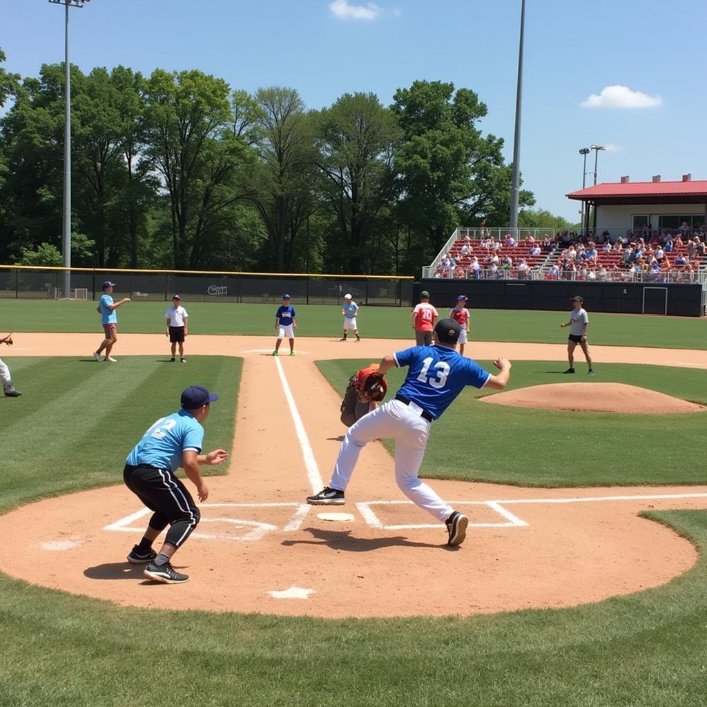 High Point Baseball Camp Gameplay: Players engaged in a competitive game, demonstrating teamwork and sportsmanship.