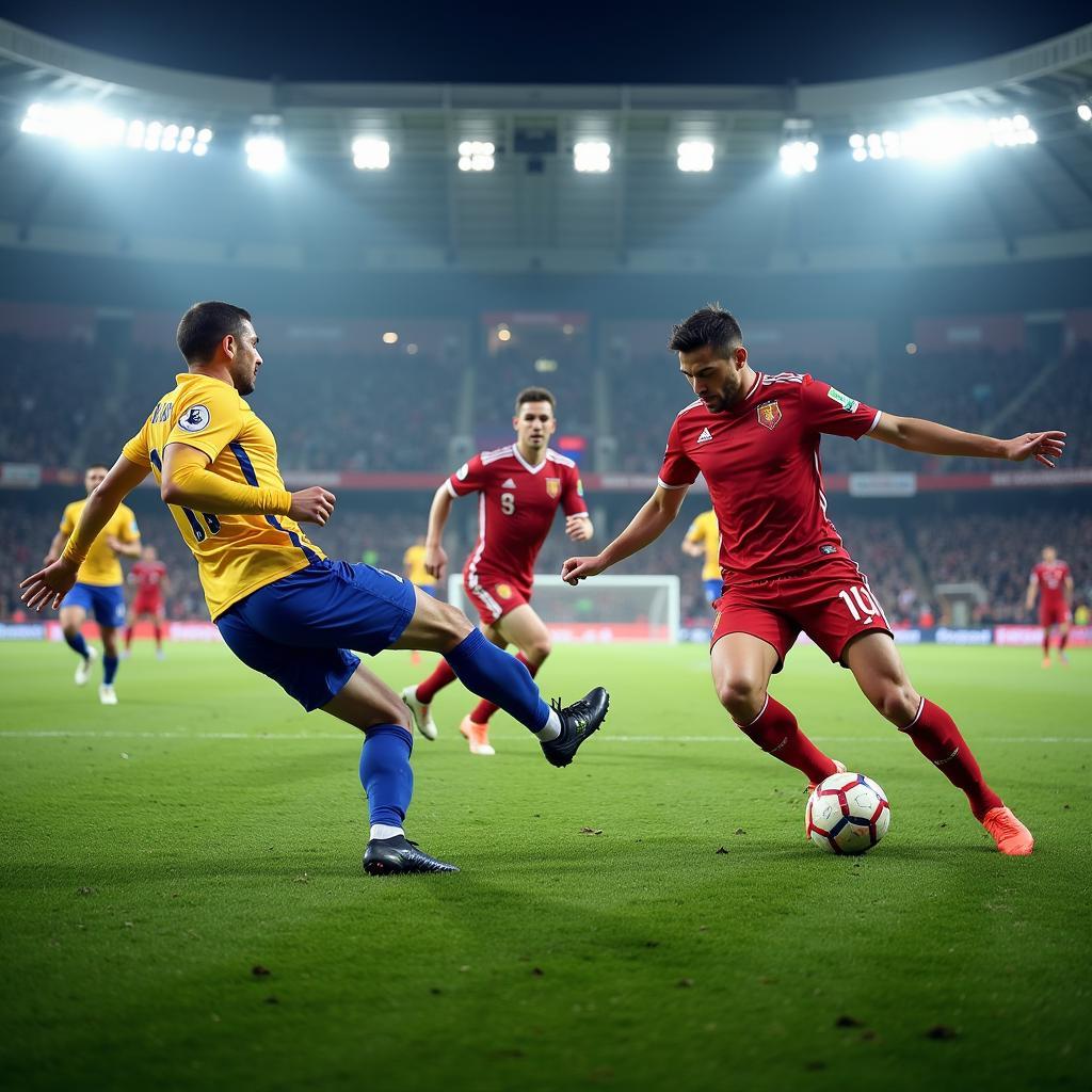 High-Scoring Football Match Action