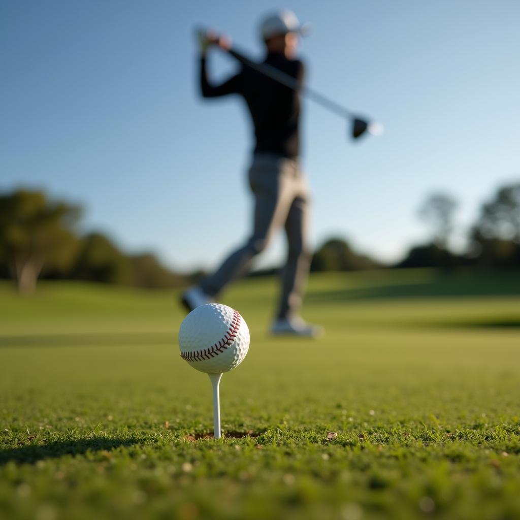 A Golfer Driving a Baseball