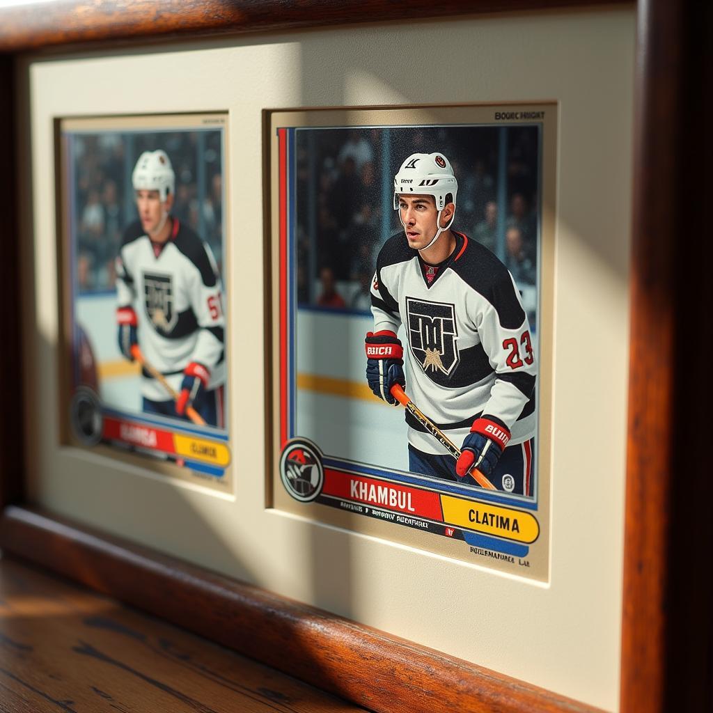 Hockey card frame protecting a valuable card from UV damage