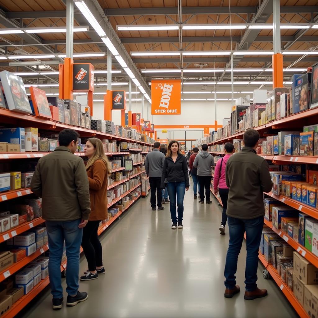 Home Depot Store Interior with Customers Shopping