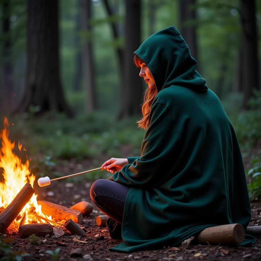 Cozy Camping with a Hooded Blanket Poncho