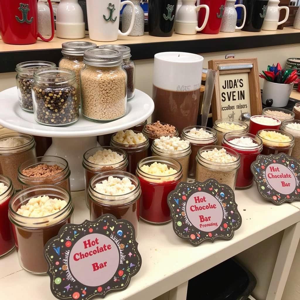 Hot Chocolate Bar Setup with Various Toppings