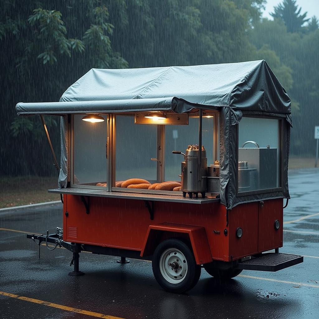 Hot Dog Cart Cover Protecting Cart in Rain