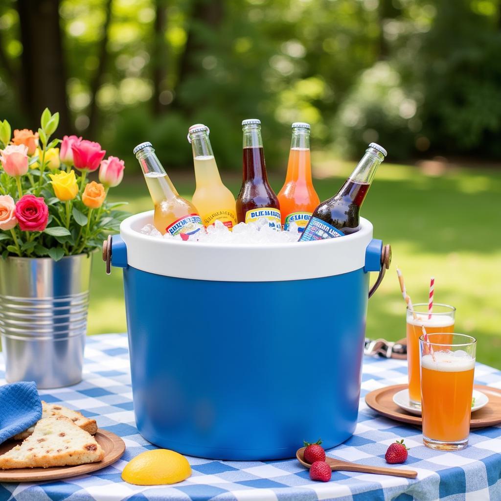 Ice Bucket Chilling Drinks at a Summer Party