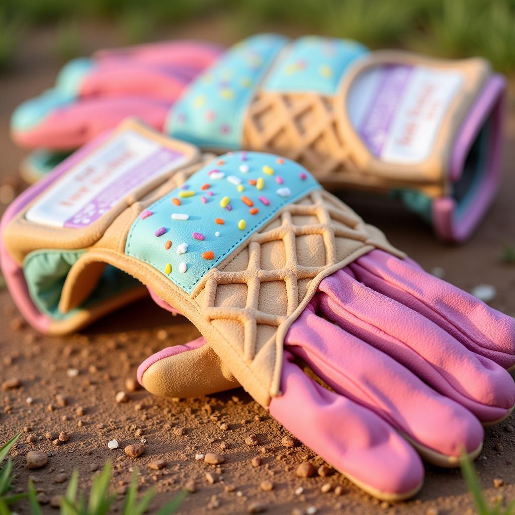 Close-up of ice cream baseball batting gloves