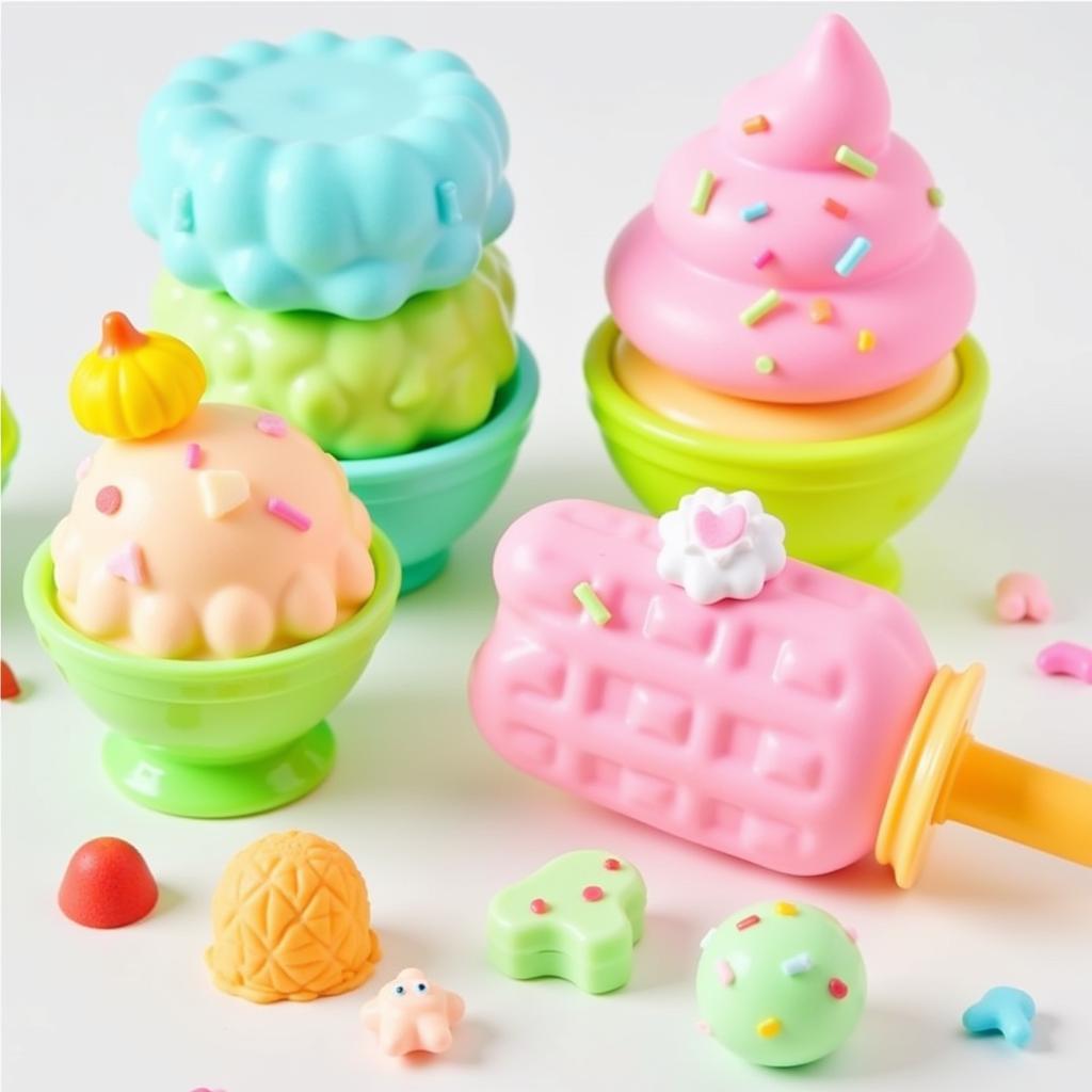 Assorted ice cream squishy jumbo toys in various flavors and designs.