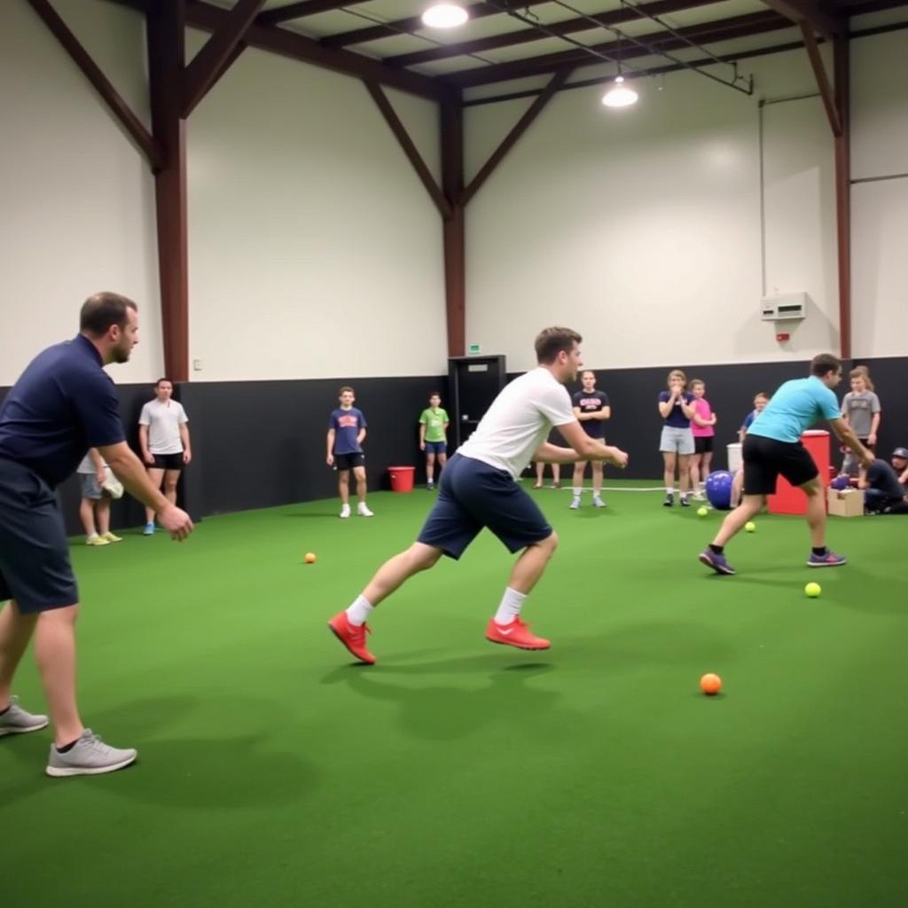 Indoor Wiffle Ball Facility with Players