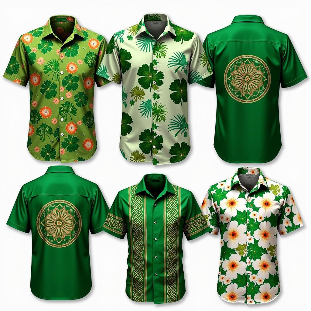 Various Irish Hawaiian Shirt Designs