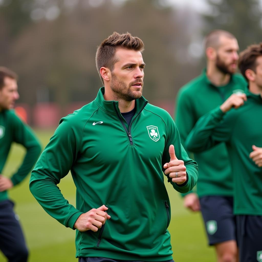 Footballers Warming Up in Irish Quarter Zips