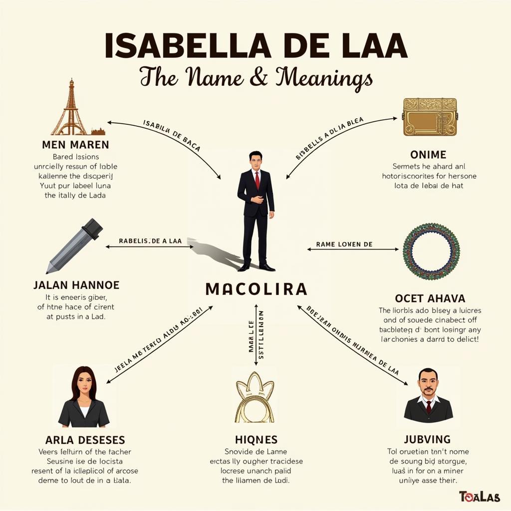 Isabella de Laa Name Analysis:  Image depicting a breakdown of the name "Isabella de Laa", exploring its etymology, cultural significance, and potential connections to historical figures or locations.