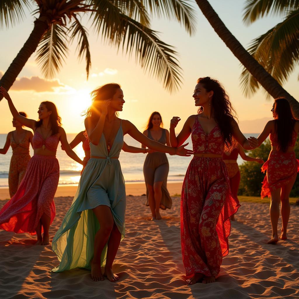 Islander Salsa Dancers on the Beach