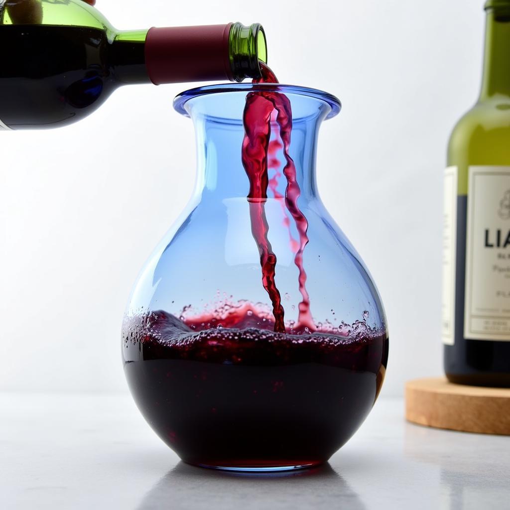 Wine Decanting with an Italian Blue Glass Decanter