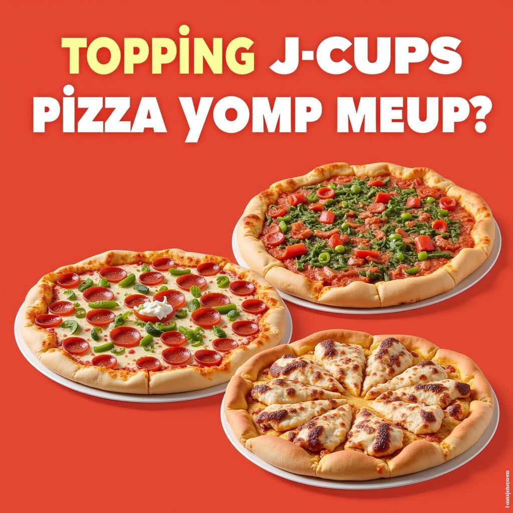 J Cups Pizza Variety: Pepperoni, Veggie, and BBQ Chicken