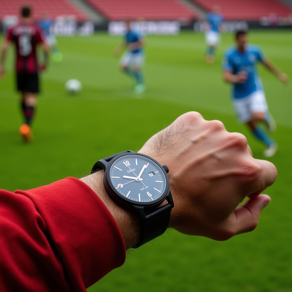 J Gino watch on a football field during a match