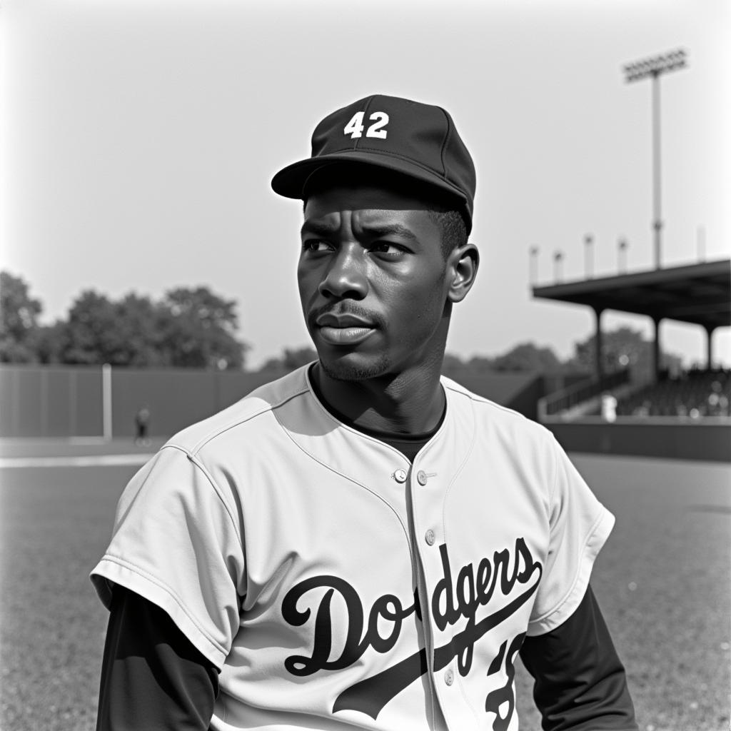 Jackie Robinson Wearing the 42 Hat