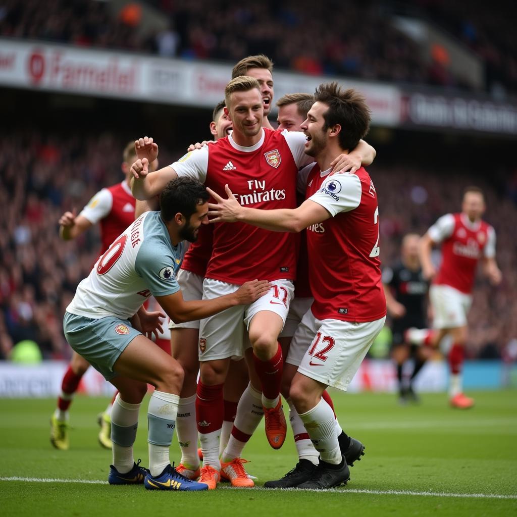 Jake Steer Celebrating a Goal with Teammates