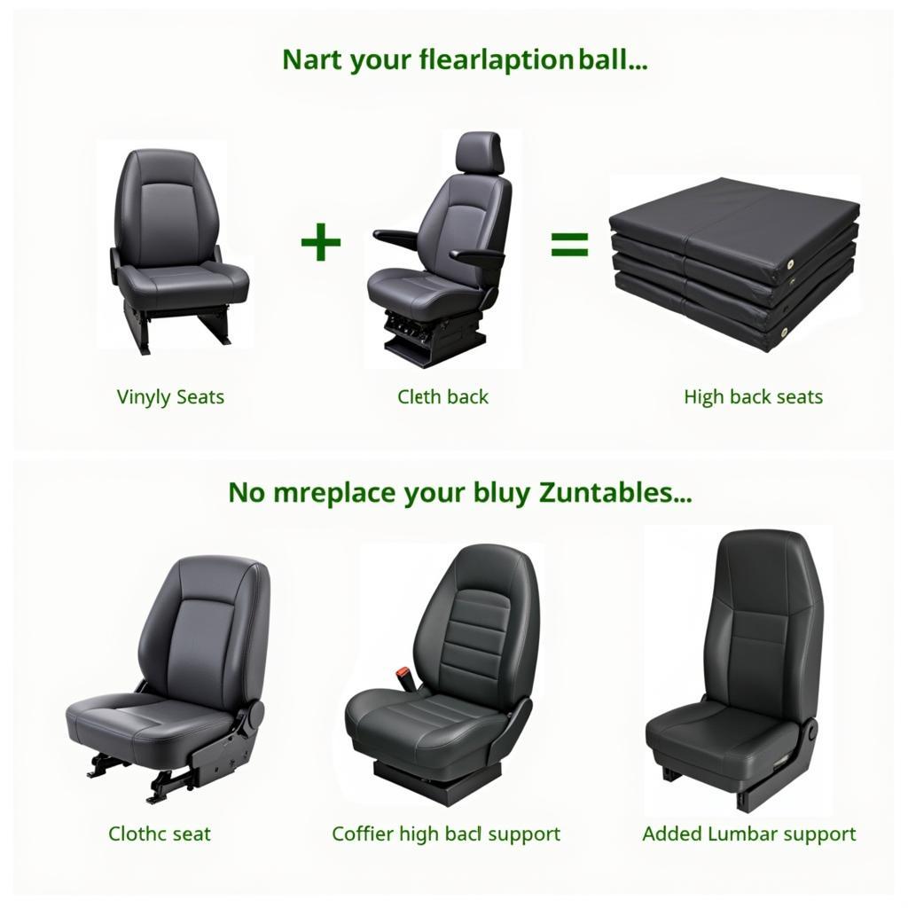 JD 318 Seat Options - Vinyl, Cloth, and High-Back