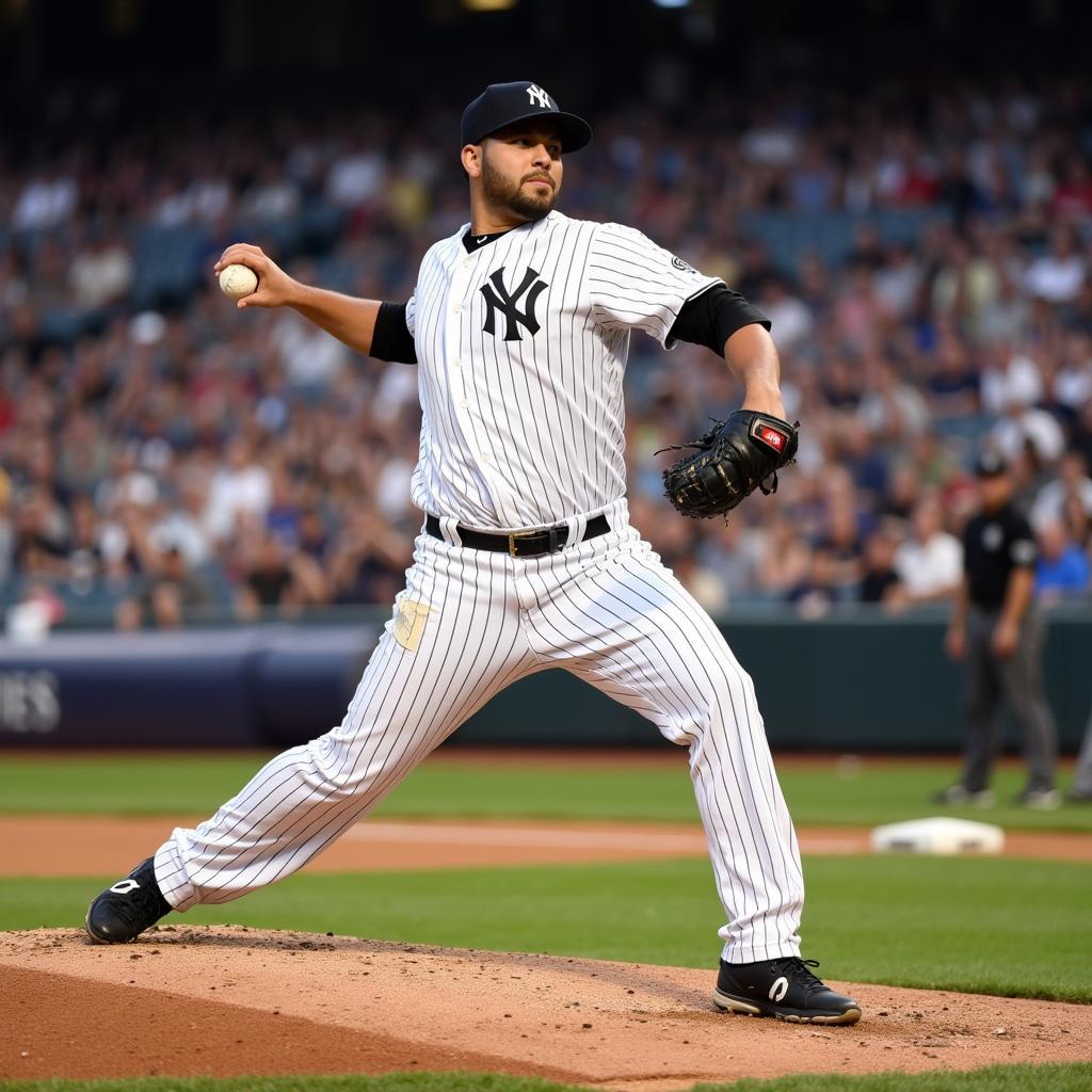 Joba Chamberlain Pitching for the New York Yankees