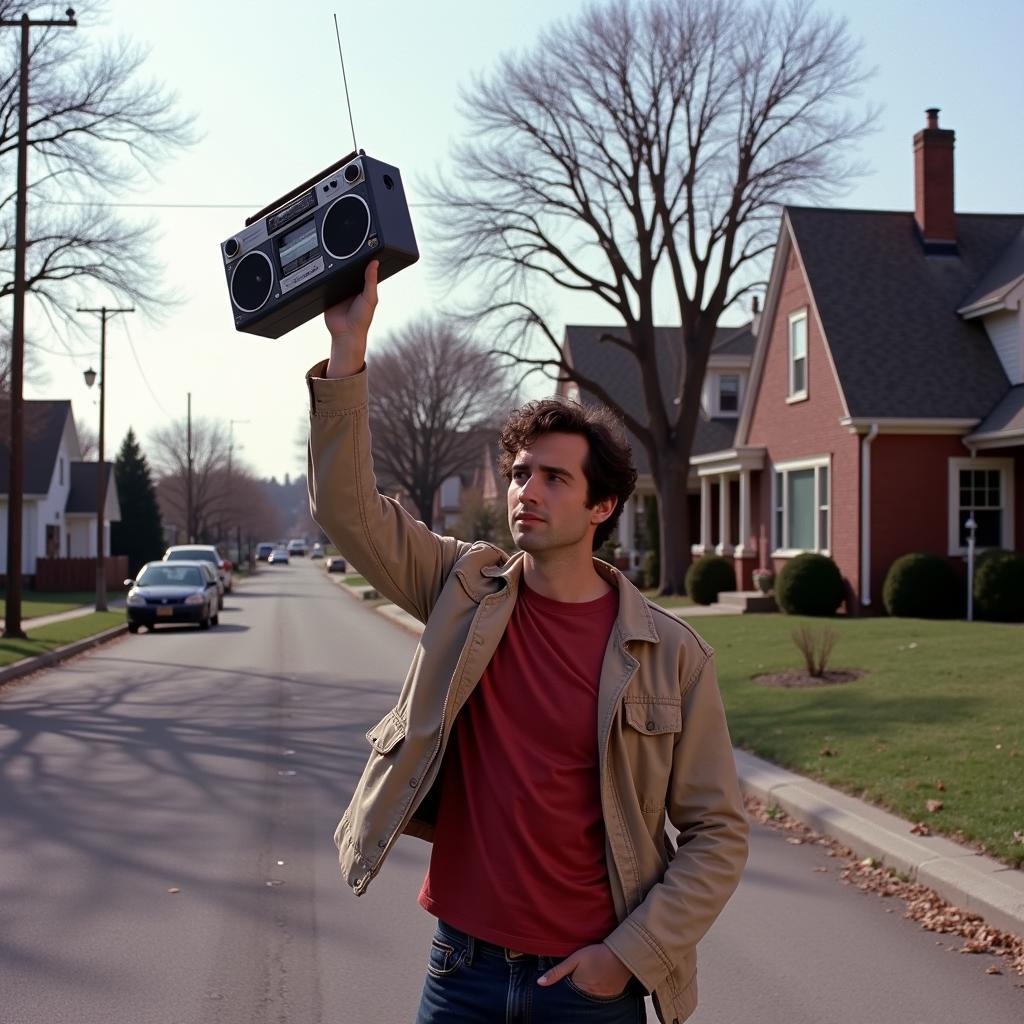 John Cusack in the iconic boombox scene from Say Anything... filmed in Milwaukee