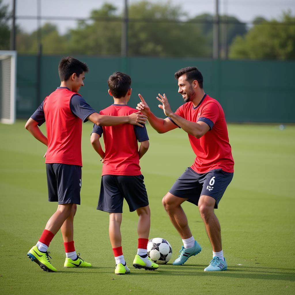 Jose Luis Ruiz working with young football players