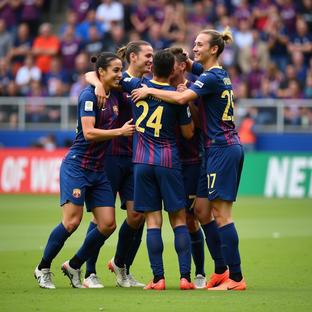 Joshua Prince celebrating a goal with his teammates.