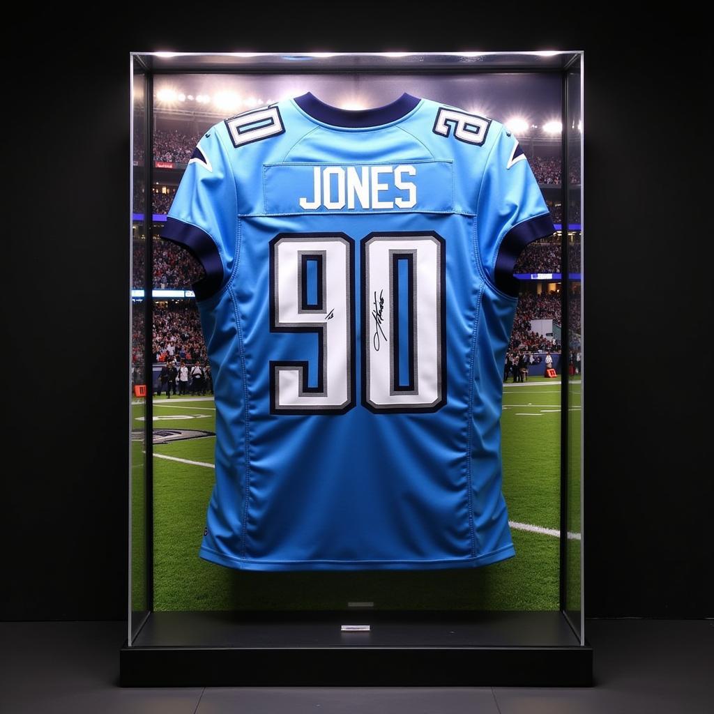 Julio Jones Signed Titans Jersey in a Display Case