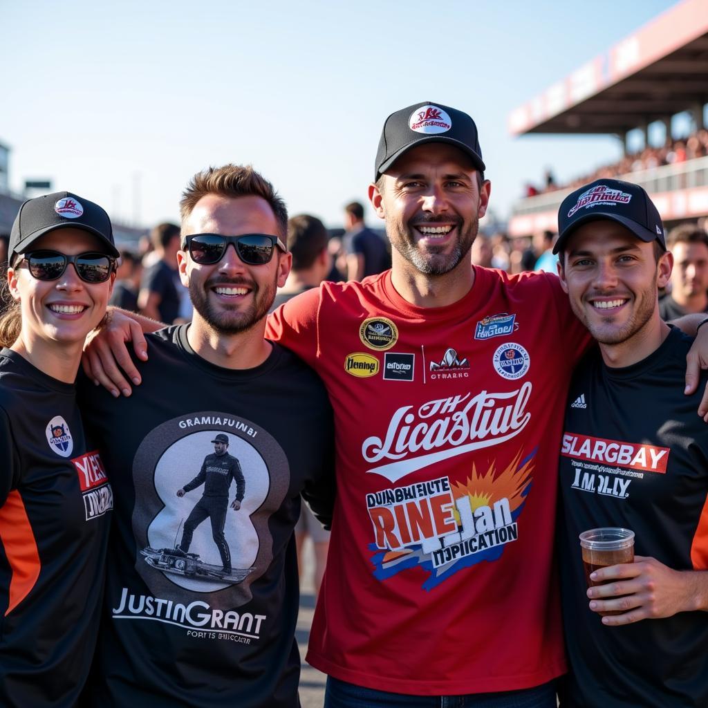 Justin Grant Fans Wearing Merchandise at Race