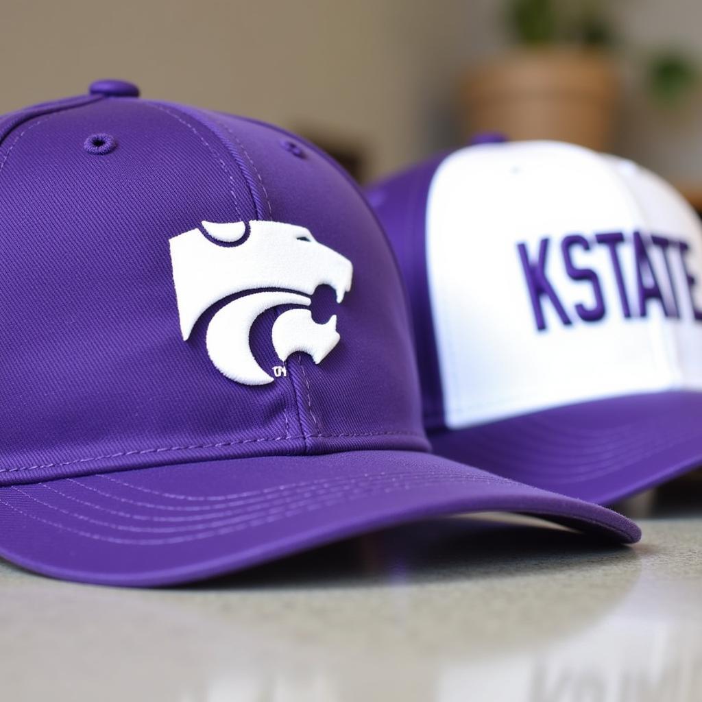 K-State Baseball Caps in Purple and White