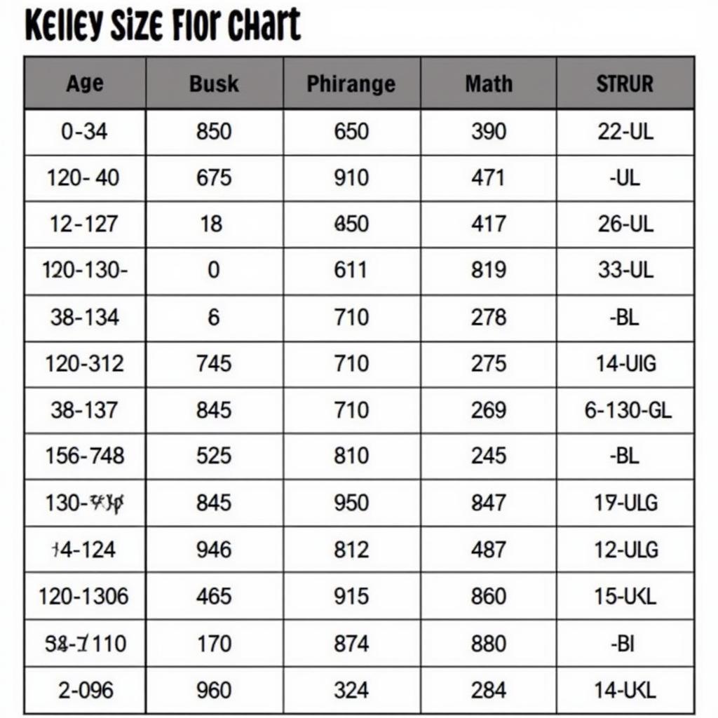 Kelley Baseball Glove Sizing Chart