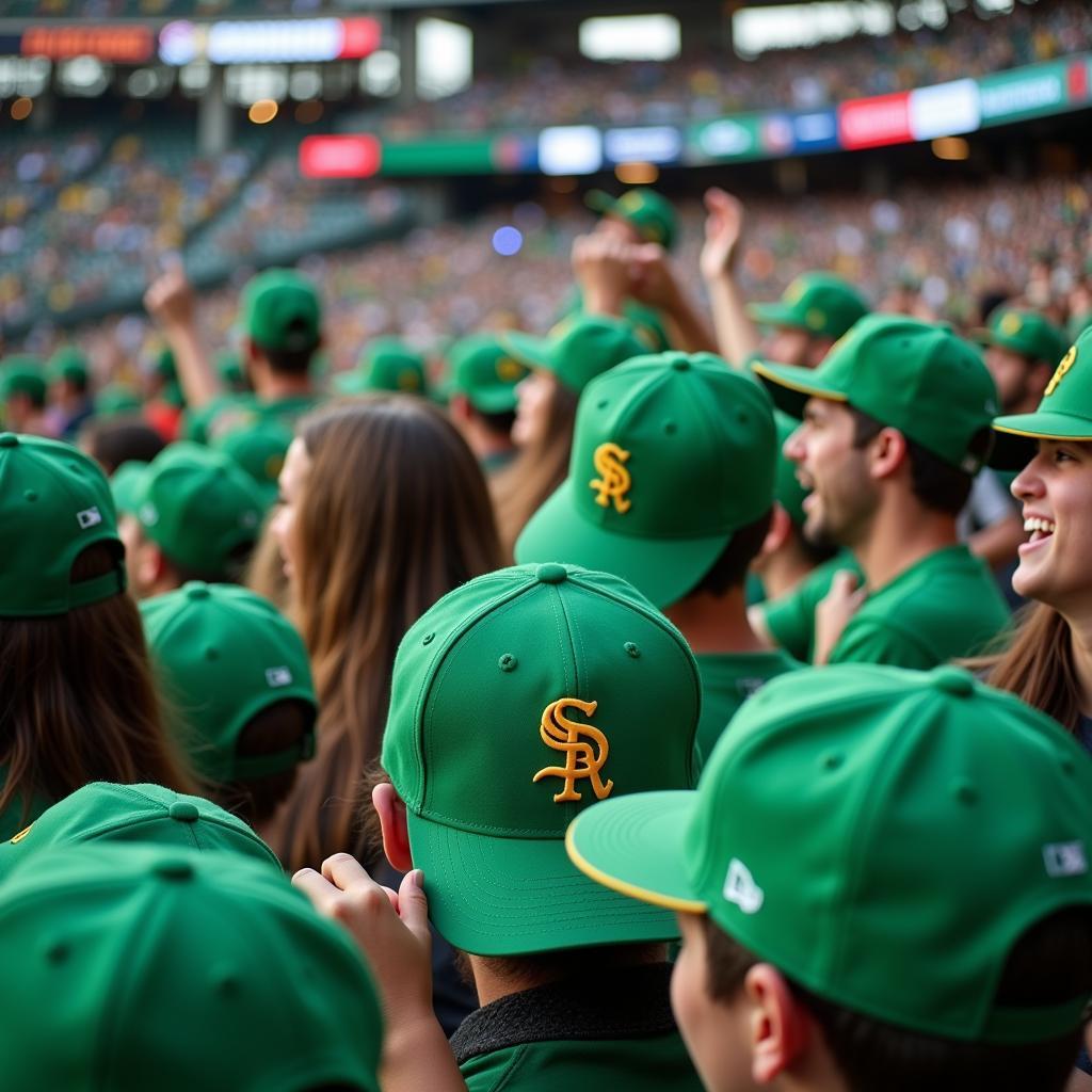 Kelly Green New Era Hats Worn by Baseball Fans