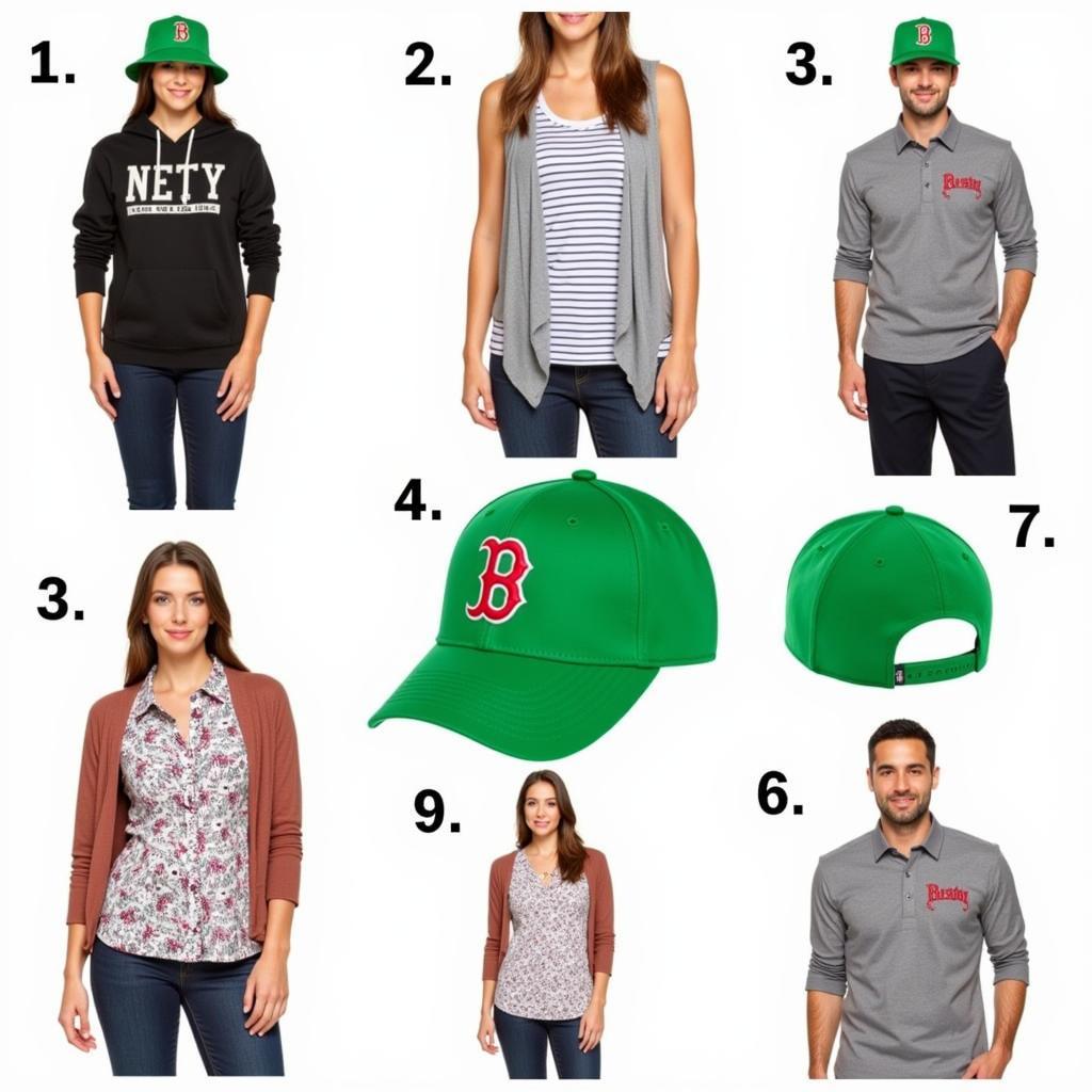 Different outfits styled with a kelly green Red Sox hat