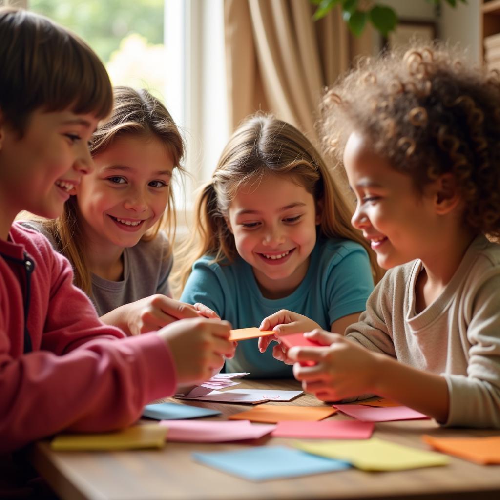 Kids Exchanging Calling Cards at a Party