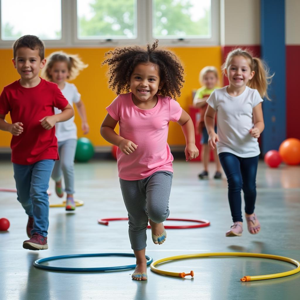 Children Participating in Various Kinder PE Activities in St. Louis