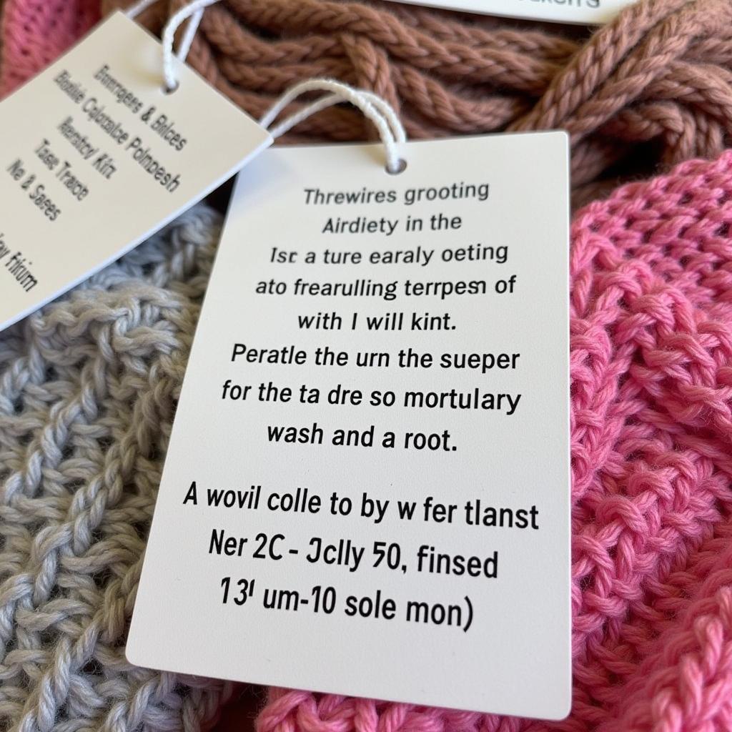 Knitting Tags with Care Instructions