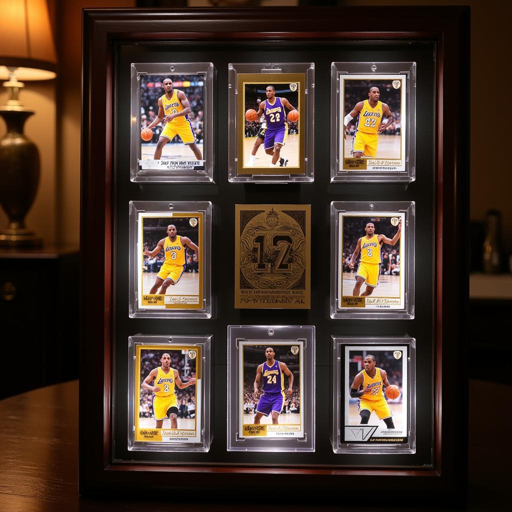 Displaying a Kobe Bryant slam card collection