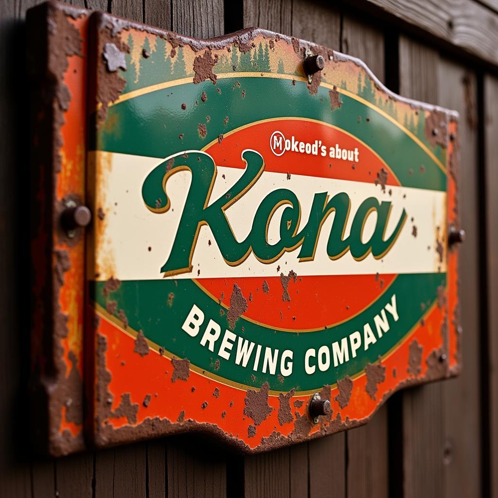 Vintage Kona Brewing Company Metal Sign