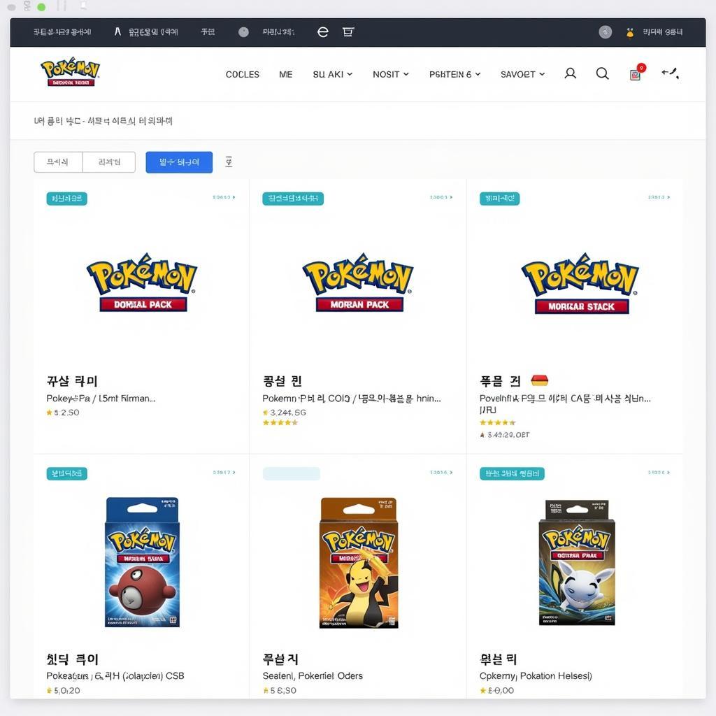 Korean Pokemon Packs on an Online Retailer