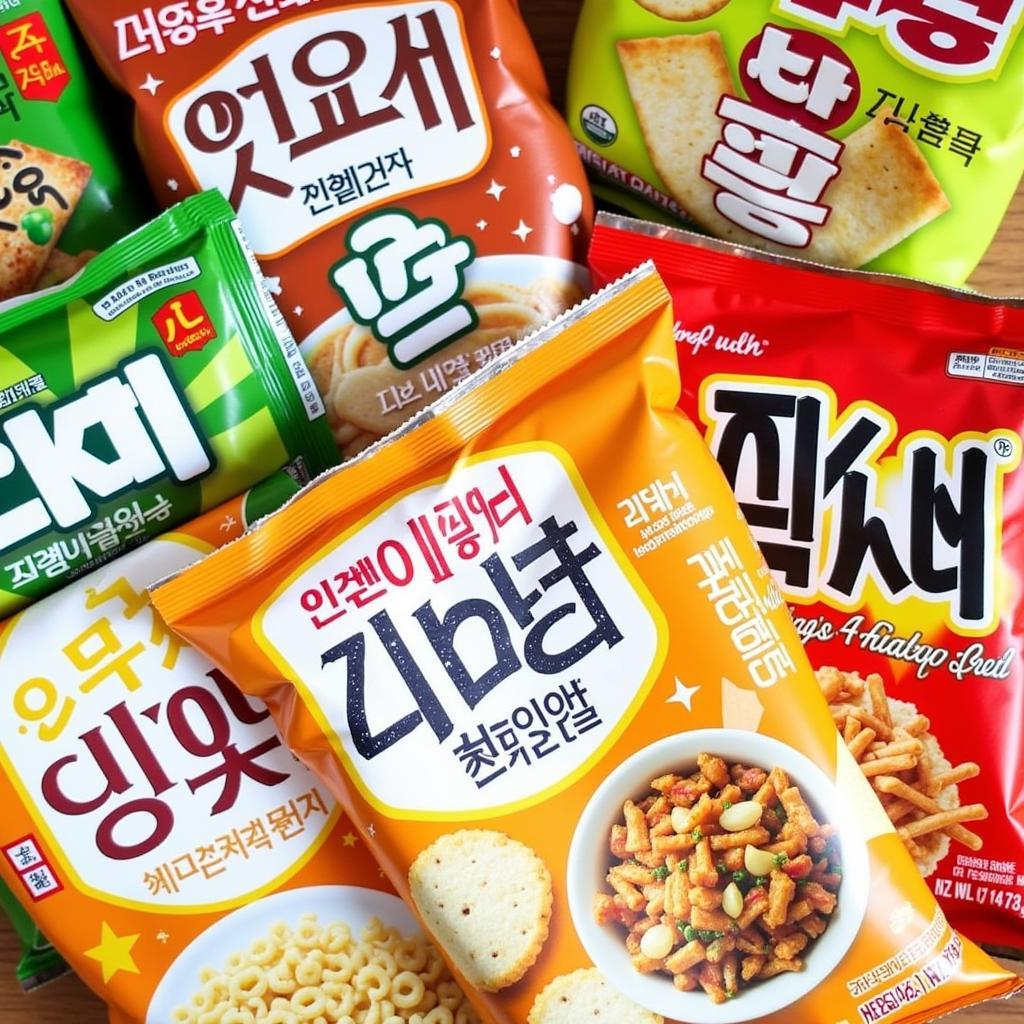 Close-up of Korean snack packaging with ingredient labels