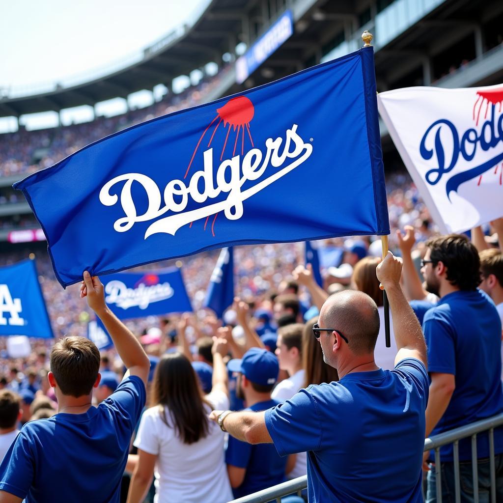 Dodgers Fans Proudly Displaying their Flags