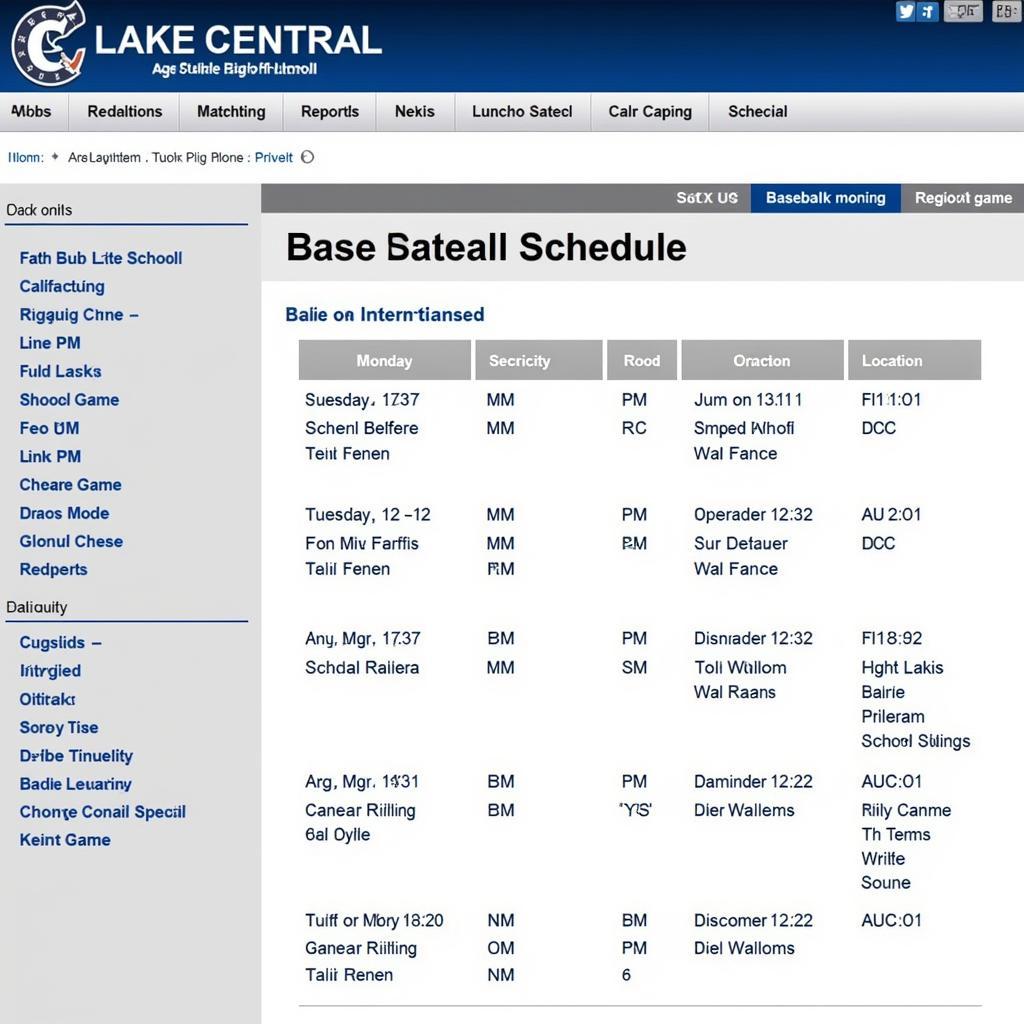 Lake Central Baseball Schedule on Official Website