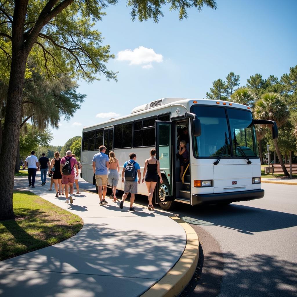 Lakeland Charter Bus Picking Up Group