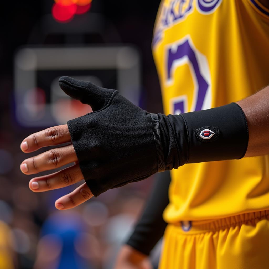 Lakers Player Wearing a Compression Glove