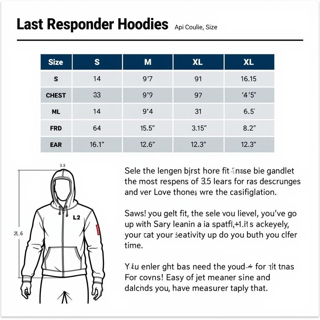 Last Responder Hoodie Sizing Chart