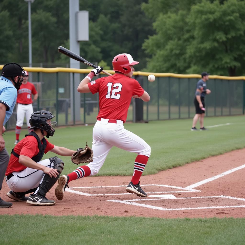 Lawrence High Baseball current team in action during a game