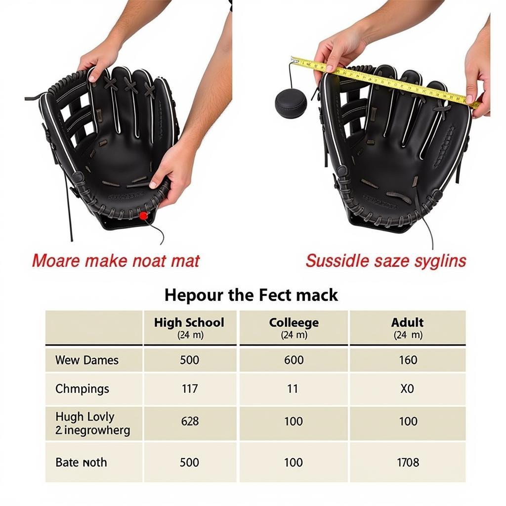 Left Hand Throw Catchers Mitt Softball Sizing Guide