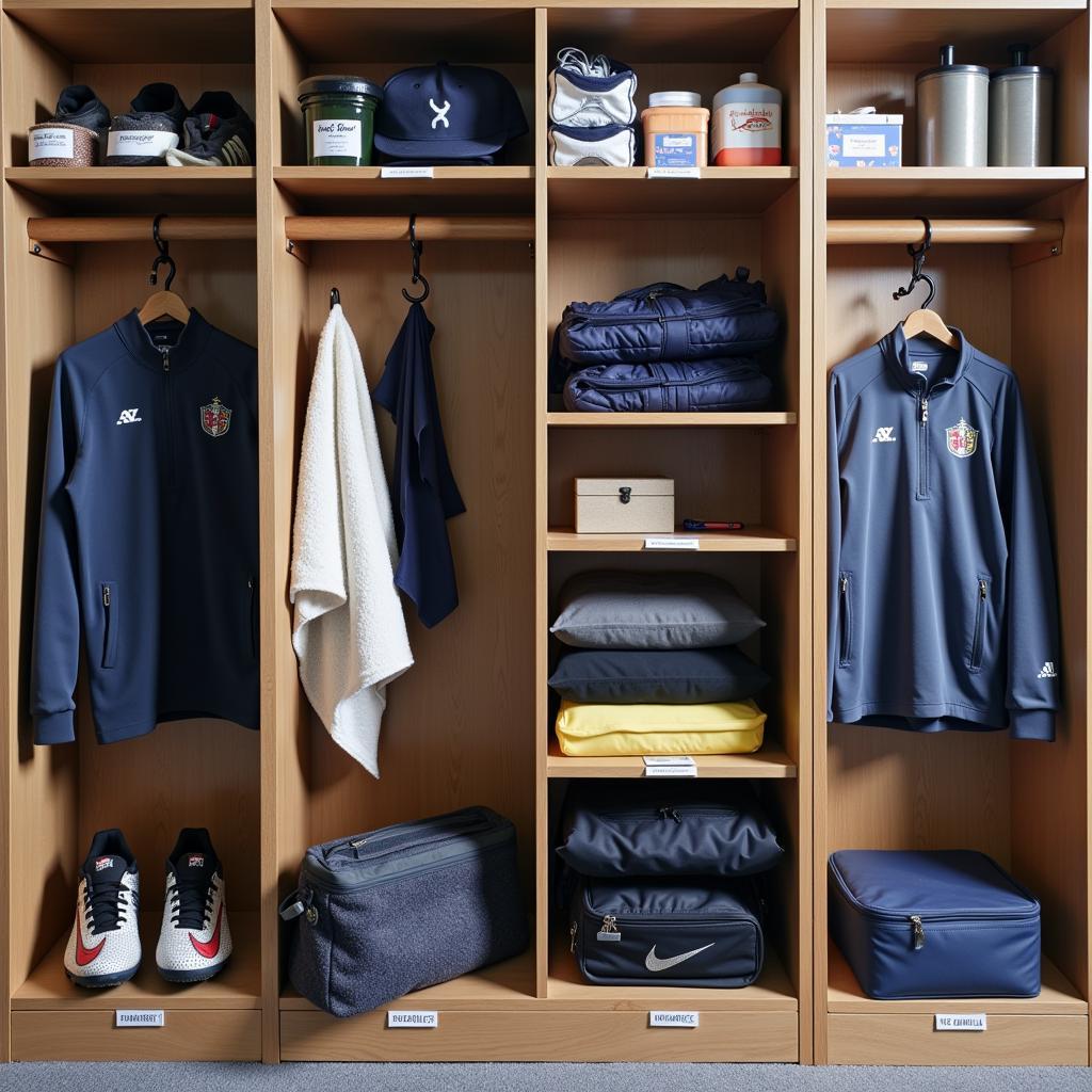 Football Locker Organization Ideas with Gear and Accessories